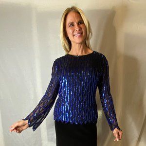 Ste'nay Blue and Black Sequins make this Sparkler a Beauty, Size L.